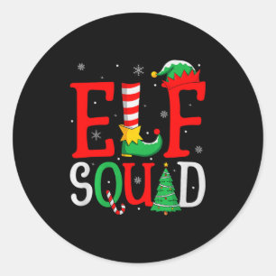 Elf Squad Christmas Matching Family Group Elf Xmas Classic Round Sticker