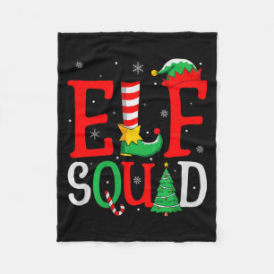 Elf Squad Christmas Matching Family Group Elf Xmas Fleece Blanket