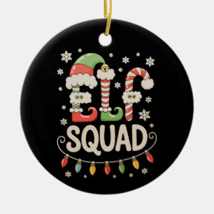 Elf Squad Christmas Xmas Holiday Family Pyjamas Ceramic Tree Decoration