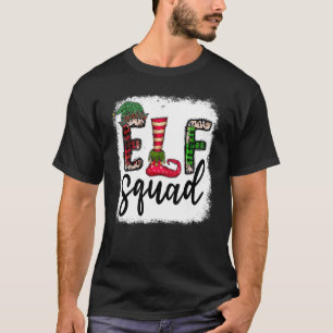 Elf Squad Elf Feet Merry Christmas Leopard Plaid B T-Shirt
