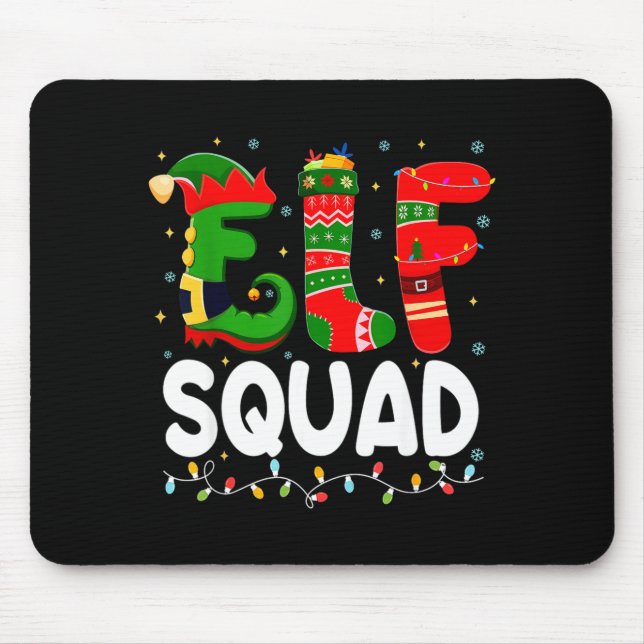 Elf Squad Family Christmas Matching Pajamas Xmas T Mouse Mat (Front)