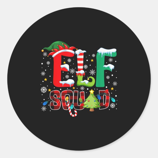 Elf Squad Family Christmas Matching Xmas Pyjamas B Classic Round Sticker (Front)