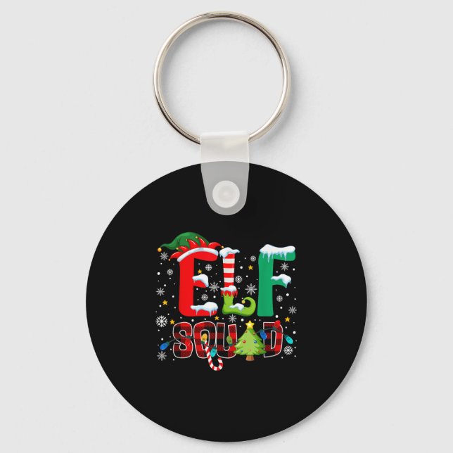 Elf Squad Family Christmas Matching Xmas Pyjamas B Key Ring (Front)