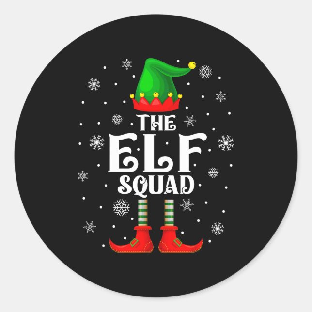 Elf Squad Family Matching Xmas Funny Christmas Vib Classic Round Sticker (Front)