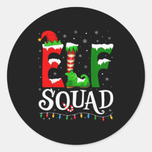 Elf Squad Funny Christmas Family Pajamas  Classic Round Sticker