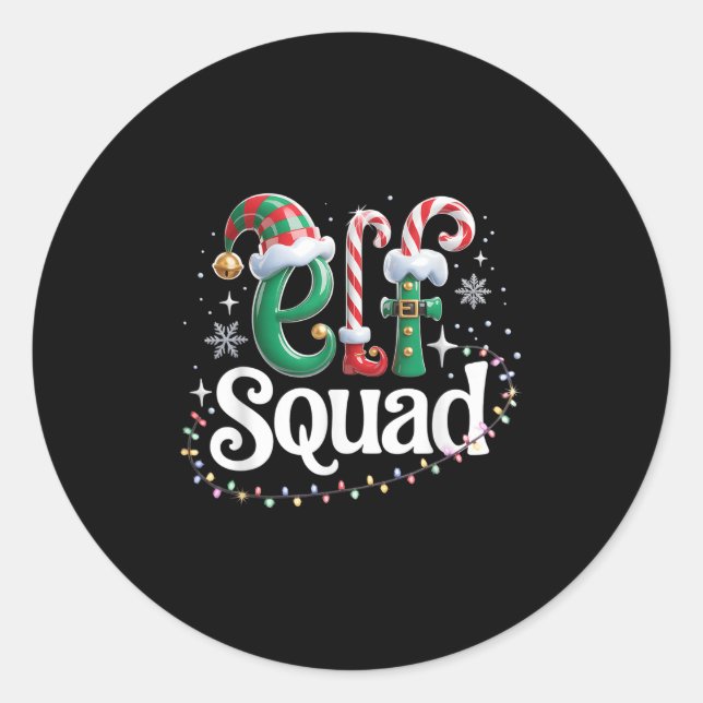Elf Squad Funny Elf Family Christmas Matching Paja Classic Round Sticker (Front)