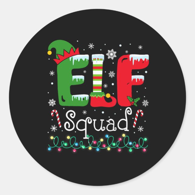 Elf Squad Funny Elf Family Christmas Matching Paja Classic Round Sticker (Front)
