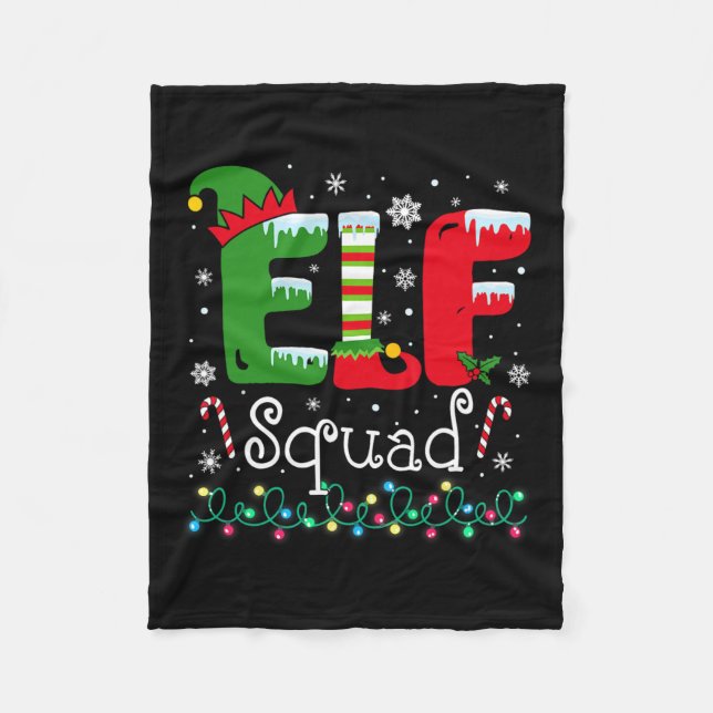 Elf Squad Funny Elf Family Christmas Matching Paja Fleece Blanket (Front)