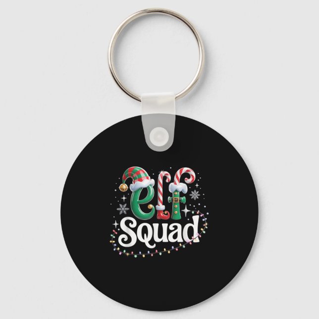 Elf Squad Funny Elf Family Christmas Matching Paja Key Ring (Front)