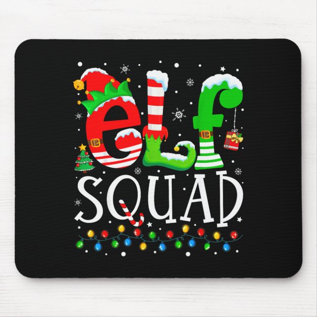 Elf Squad Funny Elf Family Christmas Matching Paja Mouse Mat (Front)