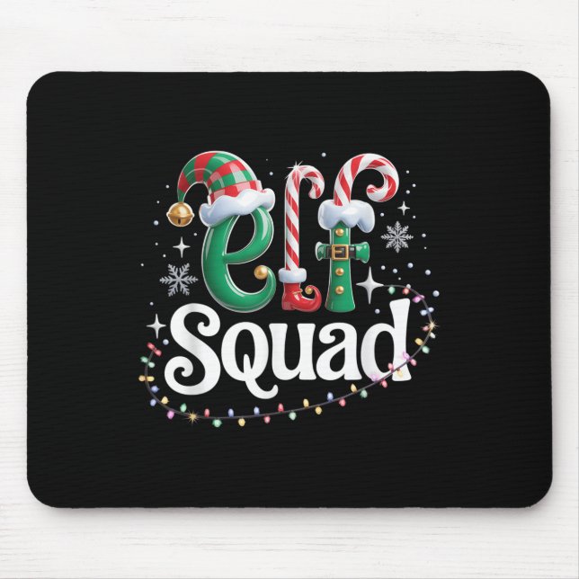 Elf Squad Funny Elf Family Christmas Matching Paja Mouse Mat (Front)