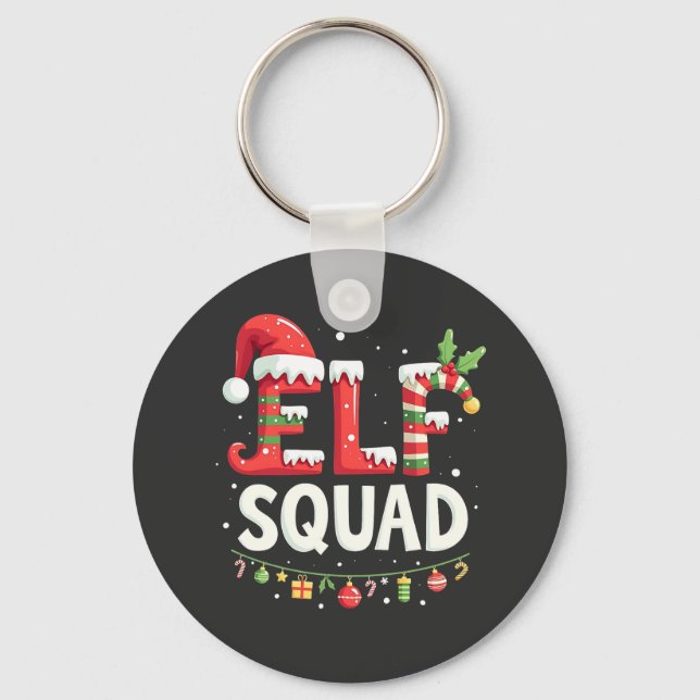 Elf Squad Funny Matching Christmas Outfit  Key Ring (Front)
