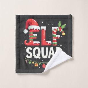 Elf Squad Funny Matching Christmas Outfit  Wash Cloth