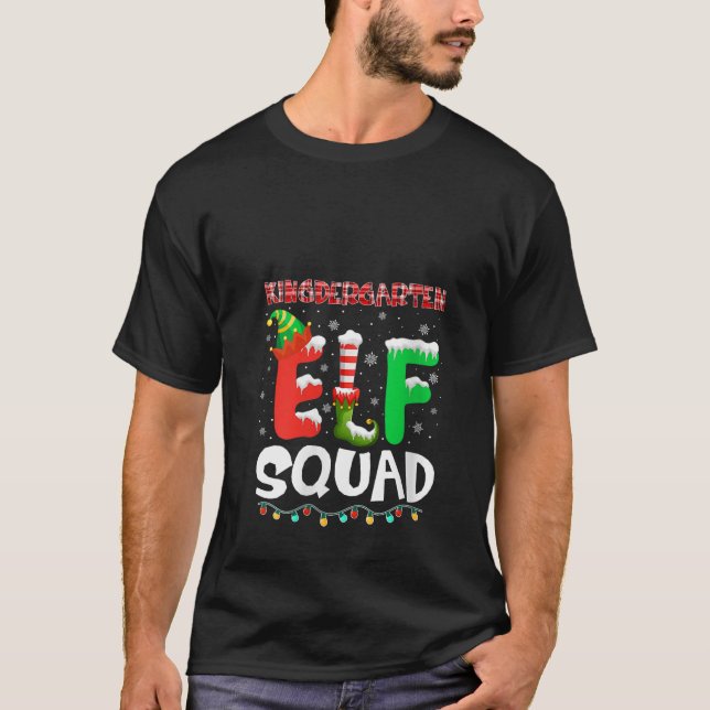 Elf Squad Kindergarten Christmas Matching Pyjamas  T-Shirt (Front)