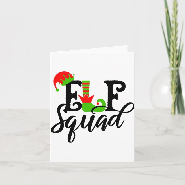 Elf Squad Modern Tygraphy Christmas Holidays  Card (Front)