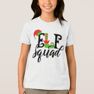 Elf Squad Modern Typography Christmas Holidays Tri-Blend Shirt
