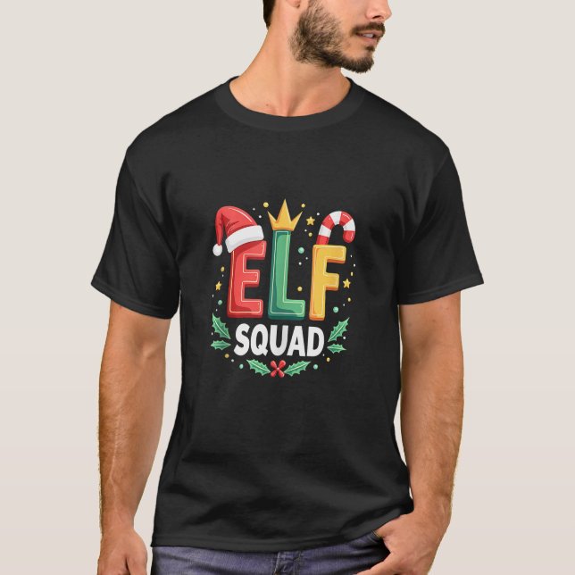Elf Squad Pyjamas Xmas Funny Elf Family Christmas  T-Shirt (Front)