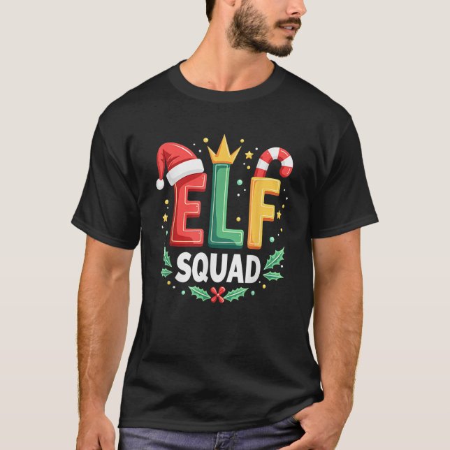 Elf Squad Pyjamas Xmas Funny Elf Family Christmas  T-Shirt (Front)