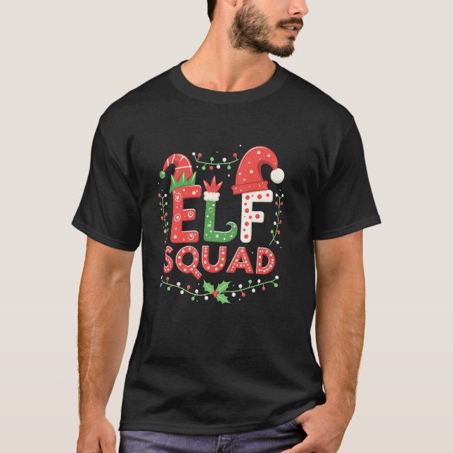 Elf Squad Pyjamas Xmas Funny Elf Family Christmas  T-Shirt (Front)