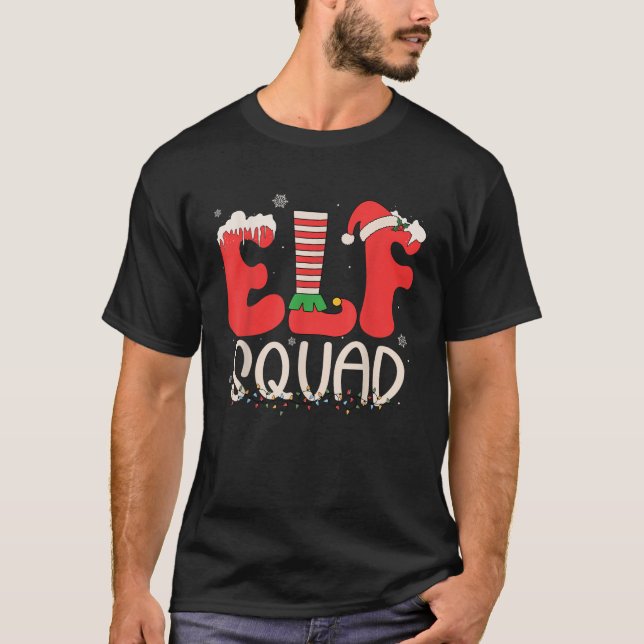 Elf Squad Retro Groovy Christmas Group Matching Fa T-Shirt (Front)