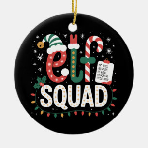 Elf Squad Santa Checklist Christmas Lights Family Ceramic Tree Decoration