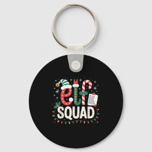 Elf Squad Santa Checklist Christmas Lights Family Key Ring