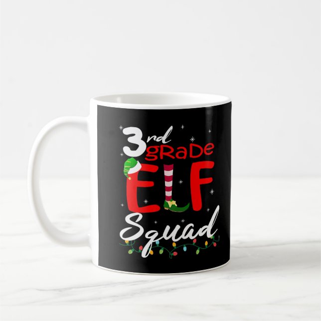 Elf Squad Third Grade Christmas Teacher Top Premiu Coffee Mug (Left)