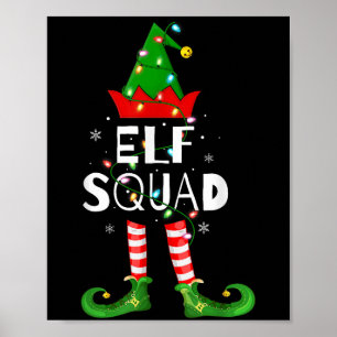 Elf Squad Xmas Matching Family Pajamas Funny Elf C Poster