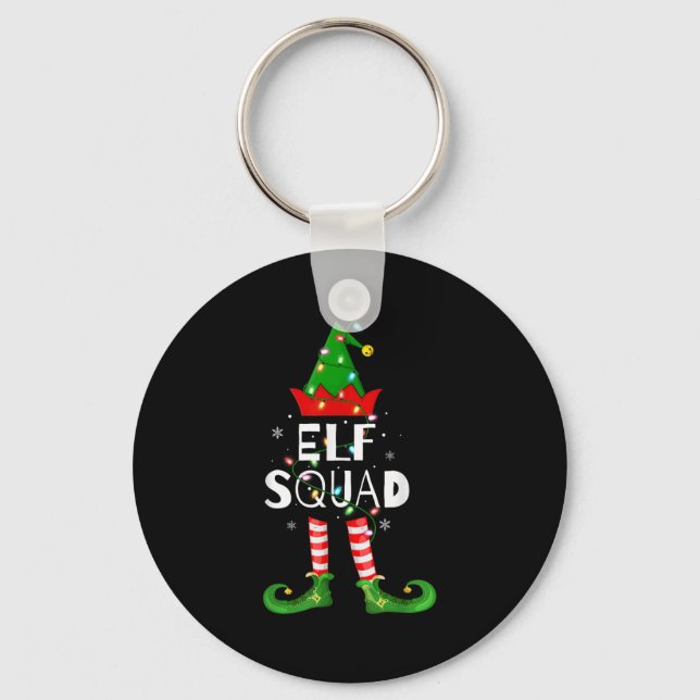 Elf Squad Xmas Matching Family Pyjamas Funny Elf C Key Ring (Front)