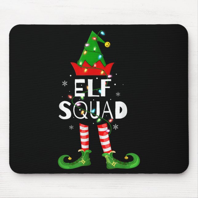 Elf Squad Xmas Matching Family Pyjamas Funny Elf C Mouse Mat (Front)