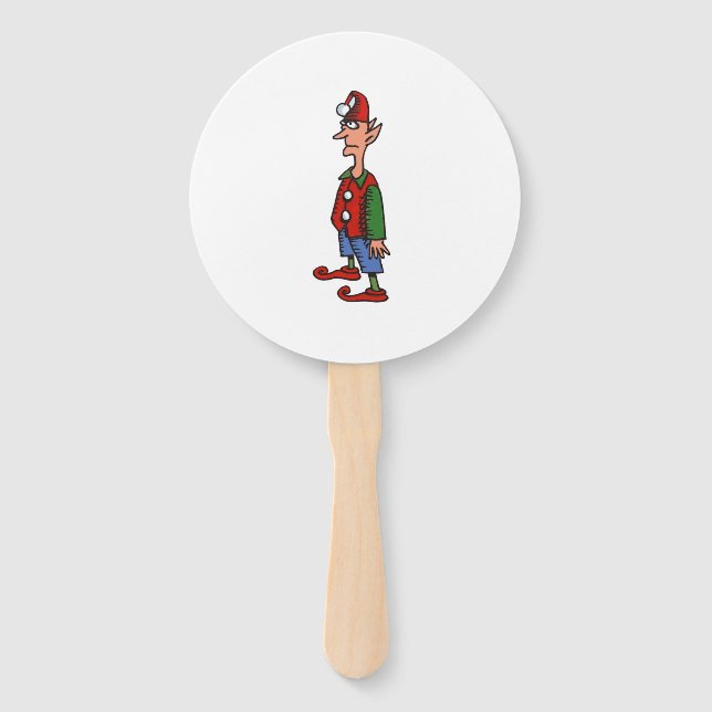 Elf Standing At Attention round hand fans (Front)