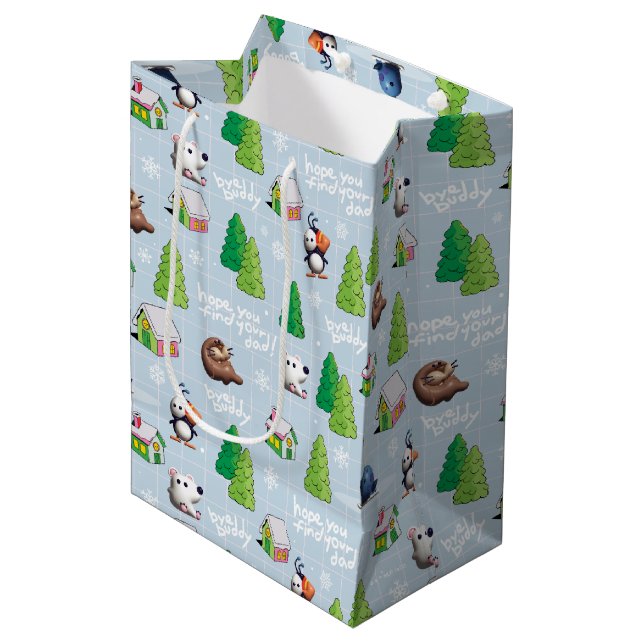 Elf the Movie | Bye Buddy Hope You Find Your Dad Medium Gift Bag (Front Angled)