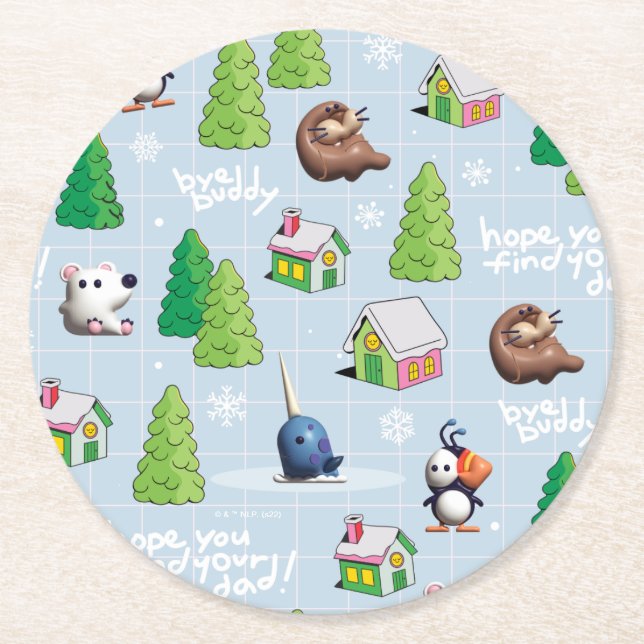 Elf the Movie | Bye Buddy Hope You Find Your Dad Round Paper Coaster (Front)