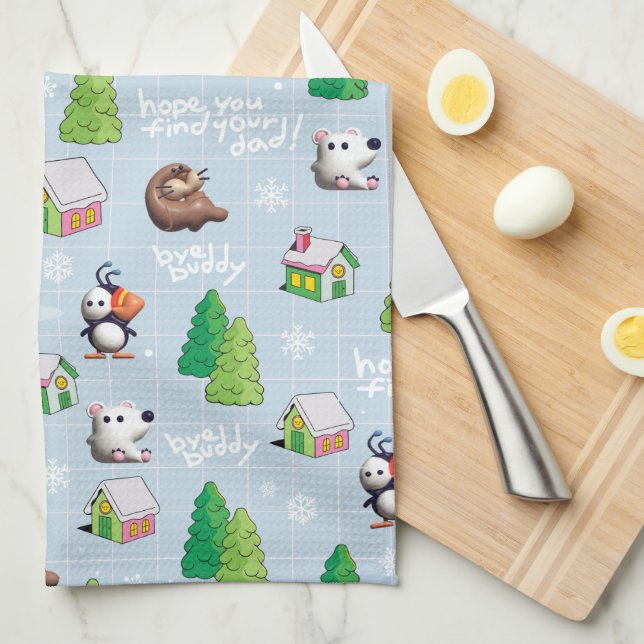 Elf the Movie | Bye Buddy Hope You Find Your Dad Tea Towel (Quarter Fold)