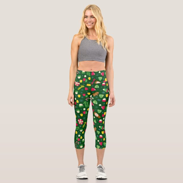 Elf the Movie Candy Pattern Capri Leggings (Front)
