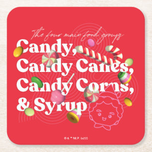 Elf the Movie   The Four Main Food Groups Square Paper Coaster
