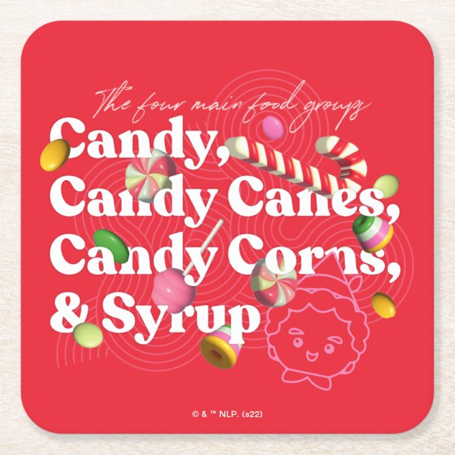 Elf the Movie | The Four Main Food Groups Square Paper Coaster (Front)