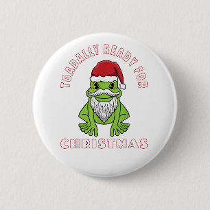 Elf Toad Frog Pun Toadally Ready for Christmas 6 Cm Round Badge