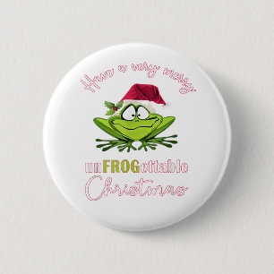 Elf Toad Frog Pun Toadally Ready for Christmas 6 Cm Round Badge