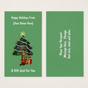 Elf Tree Gift Christmas Holiday Gift Card Tag