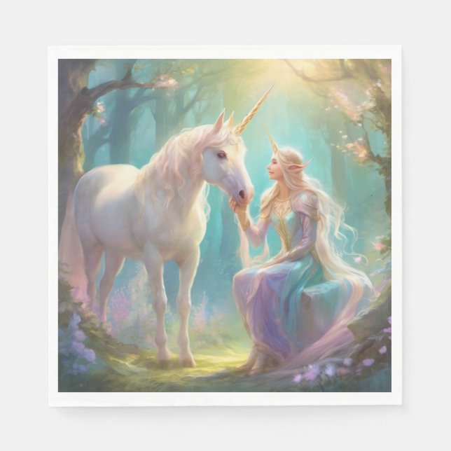 Elf Unicorn Paper Napkin (Front)