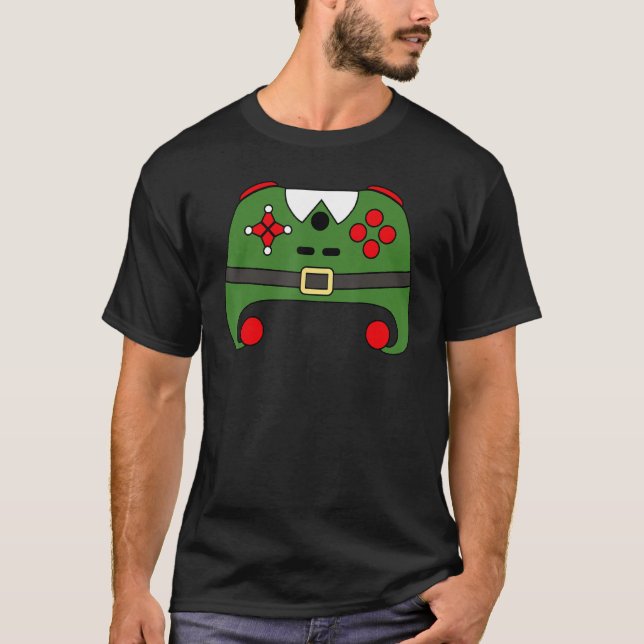 Elf Video Game Controller Funny Christmas Gaming L T-Shirt (Front)
