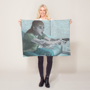 Elf Video Game Player Fantasy Art Fleece Blanket