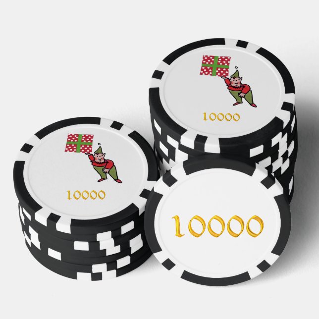 Elf w Polka Dot black gold 10K stripe poker chip (Stack)