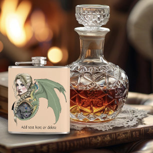 Elf Warrior Dragon Fantasy Hip Flask