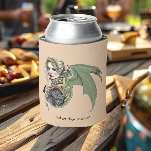 Elf Warrior Dragon Fantasy Magical Mediaeval Peach Can Cooler