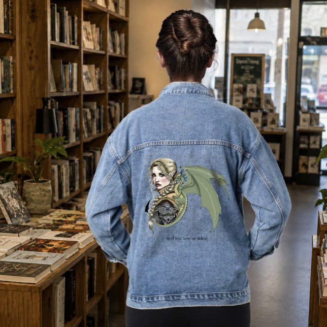 Elf Warrior Dragon Fantasy Magical Mediaeval Peach Denim Jacket (Creator Uploaded)