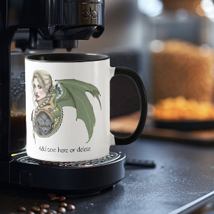 Elf Warrior Dragon Fantasy Magical Mediaeval Peach Mug