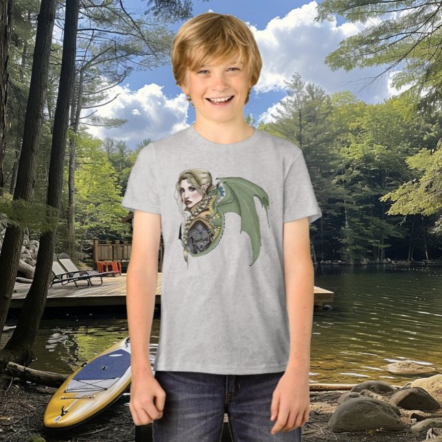 Elf Warrior Dragon Fantasy Magical Mediaeval Peach Tri-Blend Shirt (Creator Uploaded)