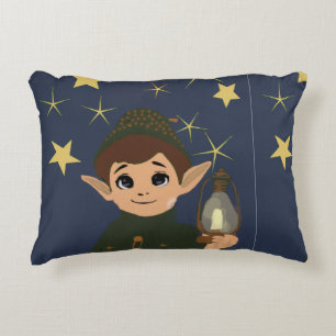 Elf Watcher Starry Night Rectangular Throw Pillow